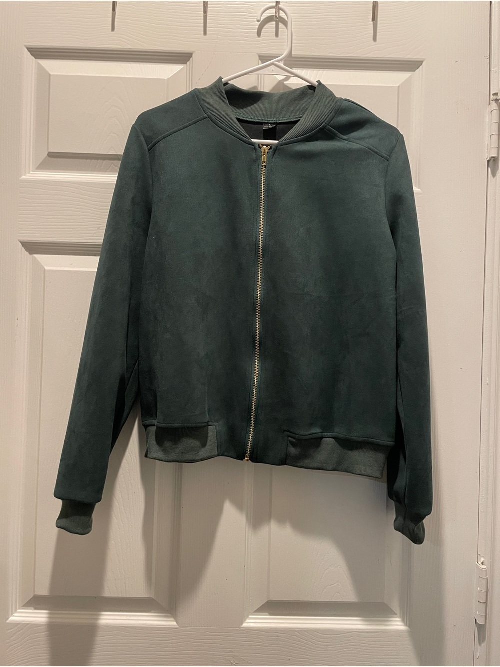 SHEIN Forest Green Zip-Front Bomber Jacket